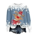 thumbnail image 5 of larppty Festive Reindeer Christmas Sweater Women Long Sleeve - Funny Cute Xmas Crewneck Pullover Tops (Sky Blue, XXL), 5 of 6
