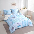 thumbnail image 2 of jejeloiu Kawaii Patchwork 7 Pieces Full Size Bedding Sets For Girls,Pastel Print Full Size Bed in a Bag,Blue White,Reversible, 2 of 7