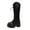 Black, variant on Women's Knee High Boots - Platform Lug Sole Combat Boots with Lace Up and Side Zip