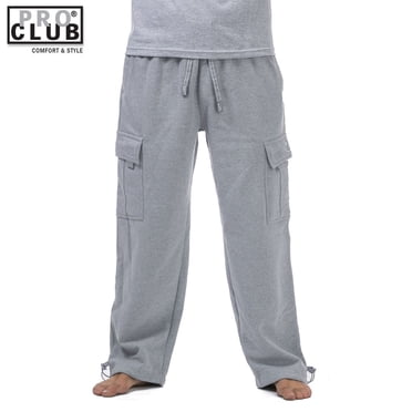 Pro Club Heavyweight Fleece Cargo Pants - Men's Relaxed Fit Sweatpants W/ Drawstring, Size S