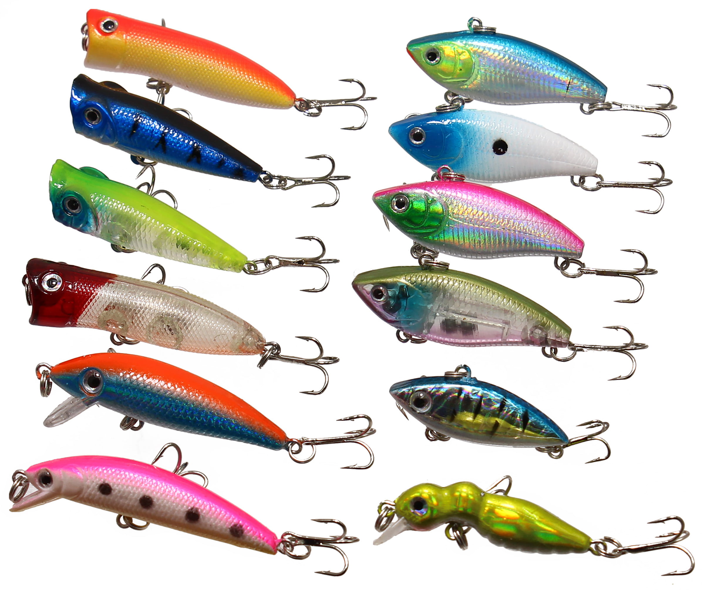 LotFancy 30 Topwater Fishing Lures with Hooks, Bass Bait Trout Lures with  Propeller Tail
