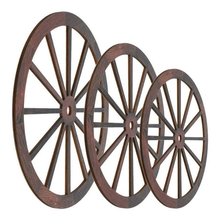 Raindrops 3 Pcs Garden Wagon Decor Decorations Wheel Vintage Home Office Brown
