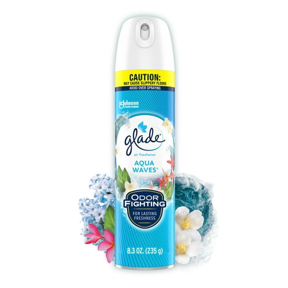 Glade Air Freshener Spray, Mothers Day Gifts, Aqua Waves Scent, Fragrance Infused with Essential Oils, 8.3 oz