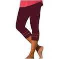 thumbnail image 4 of Simua Women's Capri Leggings Summer High Waisted Solid Color Slim Fitting Yoga Base Pants, 4 of 4