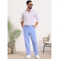 thumbnail image 4 of DARING DIVA Men's Beach Pants Drawstring Waist Breathable Summer Linen Pants 28 Light Blue, 4 of 6