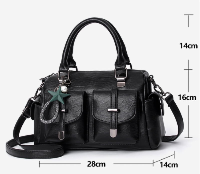 Satchel Handbags for Women Crossbody Tote Bags Medium Purse Top Handle Vegan Leather Shoulder Bag with Pendant