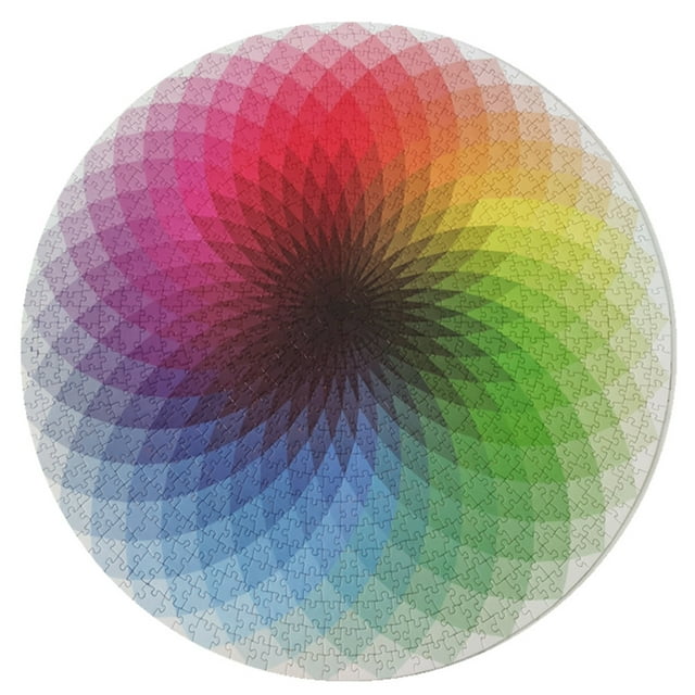 Yeacher Teenagers Adults Papery Educational Stress-Relief Tool 1000 Pieces Rounded Multicolor Rainbow Puzzle