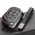 thumbnail image 4 of Vitodeco Genuine Leather Flip Key Fob Case Cover Protector Compatible for Jeep Wrangler, Gladiator (2018 - 2026 Models)(4-Button, Black/Red), 4 of 5