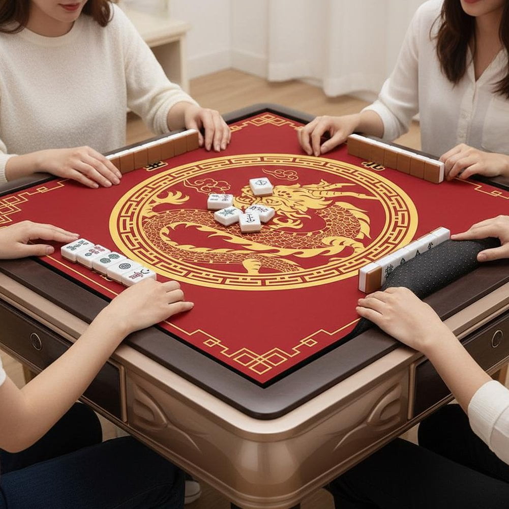 Slccxzc Chinese Style Mahjong Mat, Anti Slip and Noise Reduction Mahjong Table Cover Portable Game Mat for Mahjong, Poker, Card, Board & Tile Games