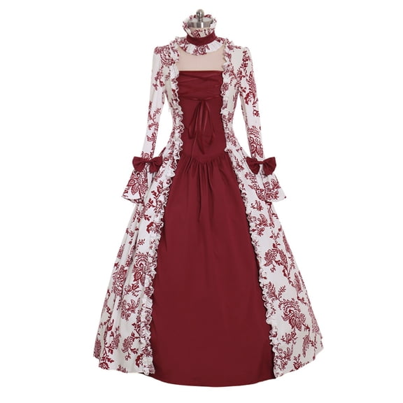 Womens Vintage Medieval Queen Inspired Court Gown Elegant Formal Dress