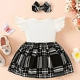 thumbnail image 6 of Weebloom Halloween Outfits For Girls Baby Clothing Plaid Summer Fall Bowknot Short Sleeve Princess Dress Clothes Dailywear Outfit 12-18 Months Black, 6 of 6