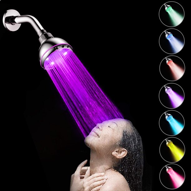 Shower Head, 7 Color Led Shower Head with RGB Light Automatically, 360