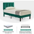 thumbnail image 3 of VECELO Twin Size Upholstered Platform Bed Frame with Adjustable Headboard, Wooden Slats Support, No Box Spring Needed/Easy Assembly, Dark Green, 3 of 7