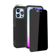 NIFFPD iPhone 14 Pro Case with Screen Protector（Anti Spy Privacy）   Camera Lens Protector, Shockproof Full Coverage Protective Cover Phone Case for iPhone 14 Pro 6.1" Black