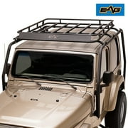 EAG Black Textured Steel Jamboree Rack with Roof Basket Fits for 97-06 Wrangler TJ