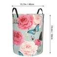 thumbnail image 2 of DouZhe Waterproof Collapsible Large Laundry Baskets, Vintage Pink Roses Butterflie Prints Circular Hamper with Handles, 2 of 6