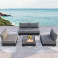 thumbnail image 2 of CozyHome 5 Pieces Aluminum Patio Furniture Set, Outdoor Sectional Sofa Conversation Sets with Coffee Table, Modular Armless Chairs Set for Pool Garden Balcony Porch, Grey, 2 of 6
