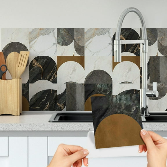 Light luxury stone imitation tile wall stickers oil-proof tile stickers,9-Sheets Peel and Stick Backsplash Marble Self Adhesive Wall Tile Back Splashes for Kitchen Bathroom