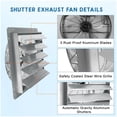 thumbnail image 5 of Qinaqin 20 Montado en Pared Aluminum Shutter E x haust Fan con Automatic Shutters 2660 CFM 1500 RPM cm de Alturaigh Speed Low Noise Ventilation 165m Power Cord Kit Profundidadual haust, 5 of 5