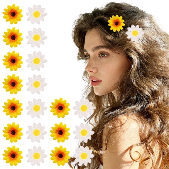 20 PCS Daisy Hair Clips, Daisy Flower Hair Clips, Vintage Sun Flower with Hair Alligators Clips Hair Barrette for Women Wedding Hair Accessories for Brides
