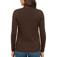 thumbnail image 3 of Nokdvo Women’s Turtleneck Sherpa Knit Long Sleeve Solid Color Sweaters Fall Winter Casual Loose Ribbed Pullover Top,Coffee 2XL, 3 of 4