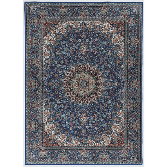 Linon Home Decor Emerald Area Rug Collection, Blue and Ivory, 5' x 7'