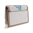 thumbnail image 3 of Tory Burch Womens Emerson Ditsy Floral Leather Crossbody Handbag Tan Small, 3 of 3
