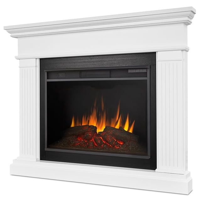 Real Flame Kennedy Cheminée Électrique d'Angle Grand en Bois 56 Pouces en Blanc