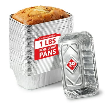Stock Your Home 1 Lb Aluminum Foil Mini Loaf Pans (30 Pack) Disposable Small Loaf Pan – 1 Pound Baking Tin Liners, Perfect to Bake Cakes, Bread Loaves, and Meat - 6 x 3.5 x 2