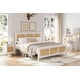 thumbnail image 5 of Chic queen size bohemian rattan platform marco de cama: cabecero included, strong metal slats, noise-free design, no box spring required, blanca, 5 of 8