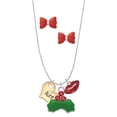thumbnail image 1 of Delight Jewelry Goldtone Large Aunt Heart with Crystal - Christmas Kiss Charm Necklace and Stud Earrings, 1 of 4