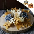 thumbnail image 1 of Corona de velas de Halloween de Acción de Gracias | Anillo de hoja de arce y calabaza | Decoración de mesa aromática | 9,84 pulgadas de plástico floral sintético naranja amarillo | Pieza de centro, 1 of 9
