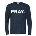 thumbnail image 2 of Wild Bobby Pray. Inspirational/Christian Men Long Sleeve Shirt, Vintage Heather Navy, X-Large, 2 of 5
