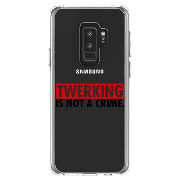DistinctInk Clear Shockproof Hybrid Case for Samsung Galaxy S9  PLUS (6.2" Screen) - TPU Bumper Acrylic Back Tempered Glass Screen Protector - Twerking is Not a Crime