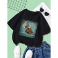 thumbnail image 1 of Girls' Capybara Graphic Tee - "I for THINK I Twins" Funny Design, Breathable & Comfy Short Sleeve Crew Neck Top for Summer Play, Casual Outdoor Youngsters Clothes, Fits Ages 8-14, Youngsters Summer C, 1 of 6