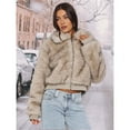 thumbnail image 4 of Women's Faux Fur Coat Faux Fur Jacket Long Sleeve Lapel Furry Winter Jackets Parka Short Coat Light S, 4 of 10