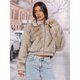 thumbnail image 4 of Abrigo de Piel Sintética para Mujer, Chaqueta de Piel Sintética, Chaqueta de Invierno de Larga con Solapa, Parka Corta. Albaricoque S, 4 of 10