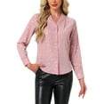thumbnail image 1 of Camisa de manga larga con cuello alto Allegra K para mujer, estrellas metálicas, color rosa claro, 1 of 5