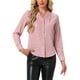 thumbnail image 1 of Camisa de manga larga con cuello alto Allegra K para mujer con estrellas metálicas en color rosa claro, 1 of 5