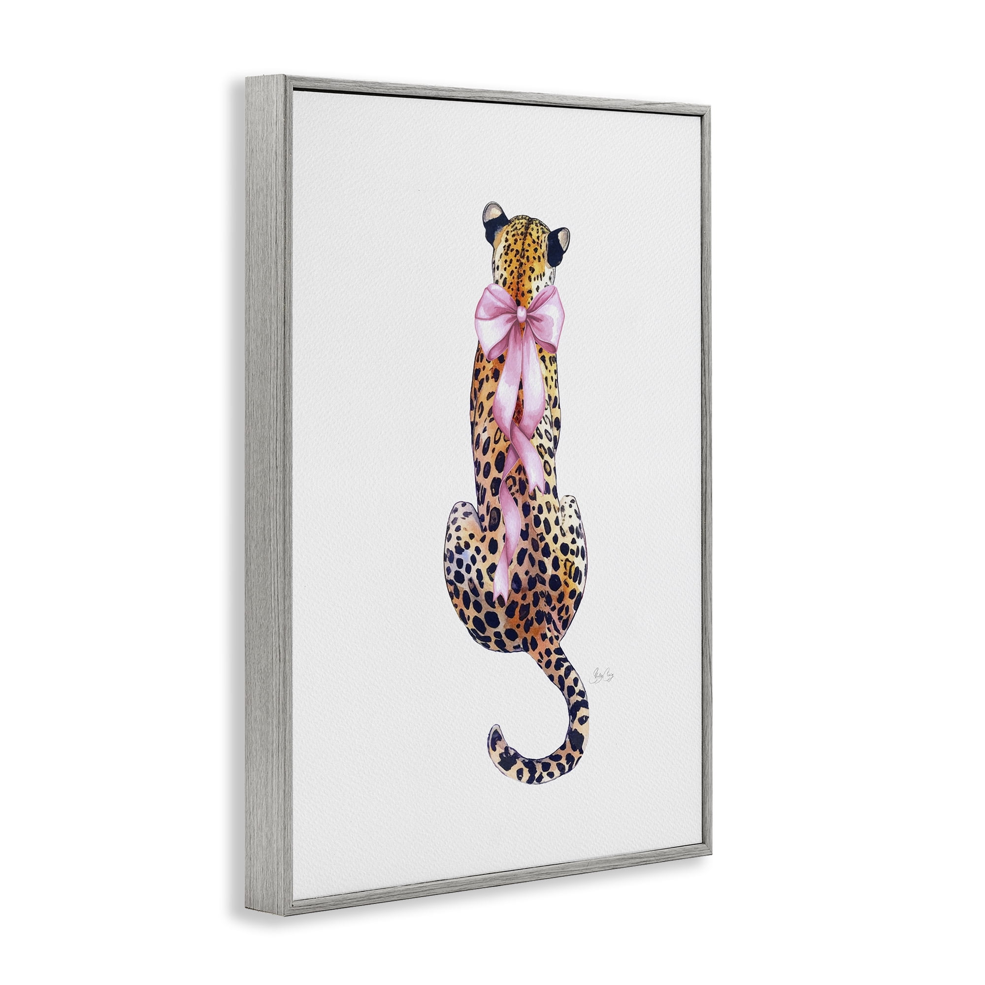 Stupell Industries Poised In Pink Cheetah Gray Framed Giclee Art, design by Shelly Craig
