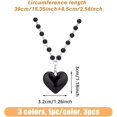thumbnail image 2 of 3pcs 3 colors Glass Heart Pendant Necklaces set with Plastic Beaded Chains Alloy Necklaces for Women Mixed color 18.03 inch(45.8cm) 1pc/color, 2 of 6