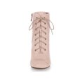 thumbnail image 6 of BLISSFUL STEP Women's Ankle Boots Faux Suede Chunky Heel Lace-Up Zip Booties Dust Pink 7, 6 of 7