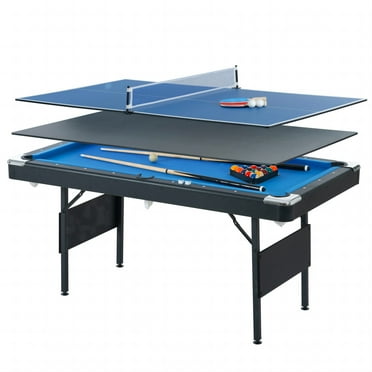 Miniyam 5.5ft Billiards Table, 3 in 1 Portable Folding Pool Table with All Accessory for Families, Blue