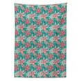 thumbnail image 2 of Exotic Tablecloth, Hawaiian Summer Flowers with Hibiscus Blooms Opening Up Beauty Foliage Motif, Rectangle Satin Table Cover for Dining Room and Kitchen, 52" X 70", Coral Turquoise, by Ambesonne, 2 of 2