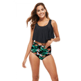 thumbnail image 3 of Rush Swimsuits for Women Two Piece Bahting Suits Double Ruffled Swim Top High Waisted Bottoms Swimswear Bikini, Black01, S S1846, 3 of 5