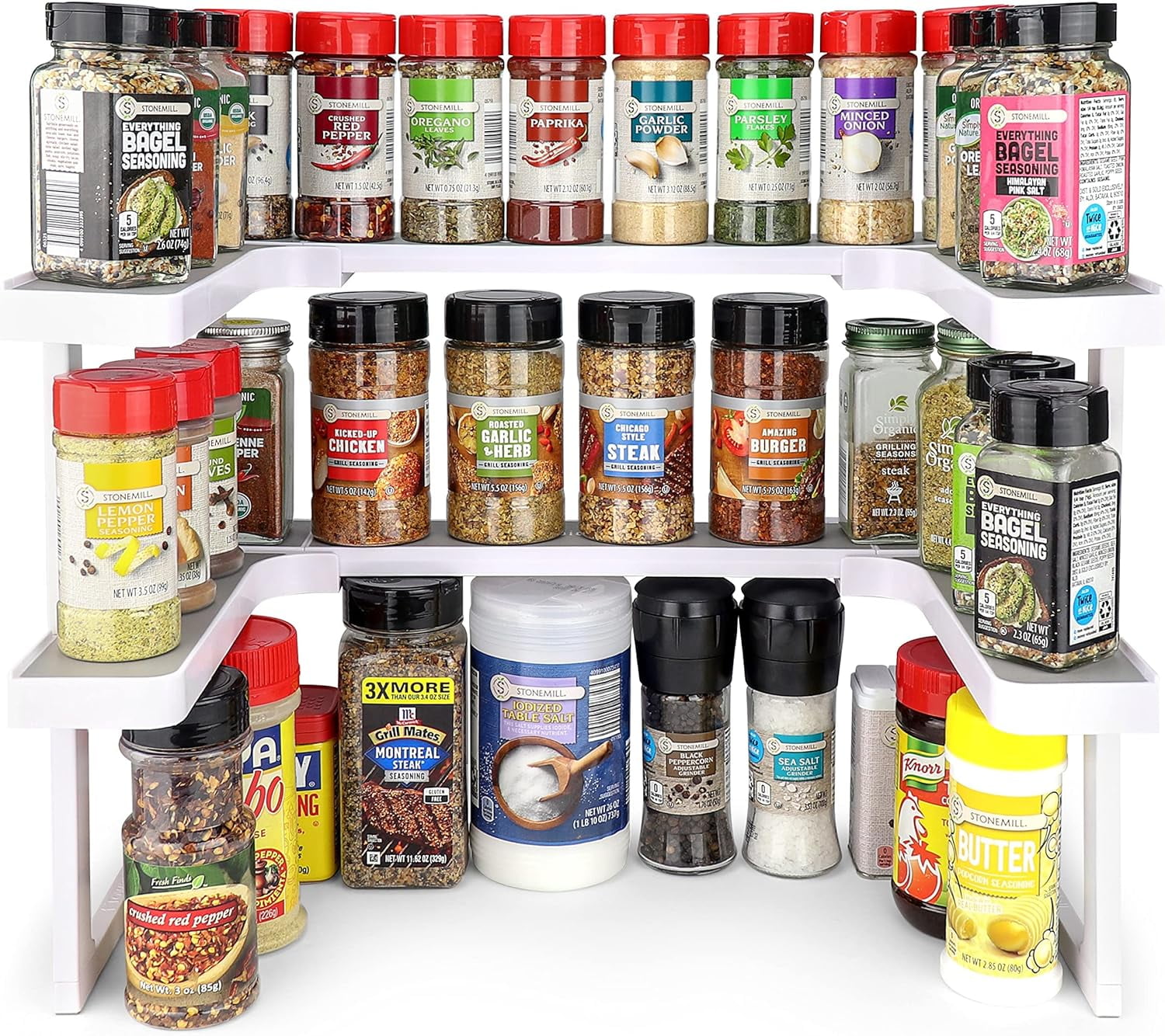 24CM White/Black Stackable Countertop Shelf Organizer for Cupboard Cabinet  Spice Storage Rack Kitchen Novel Kitchen Accessories