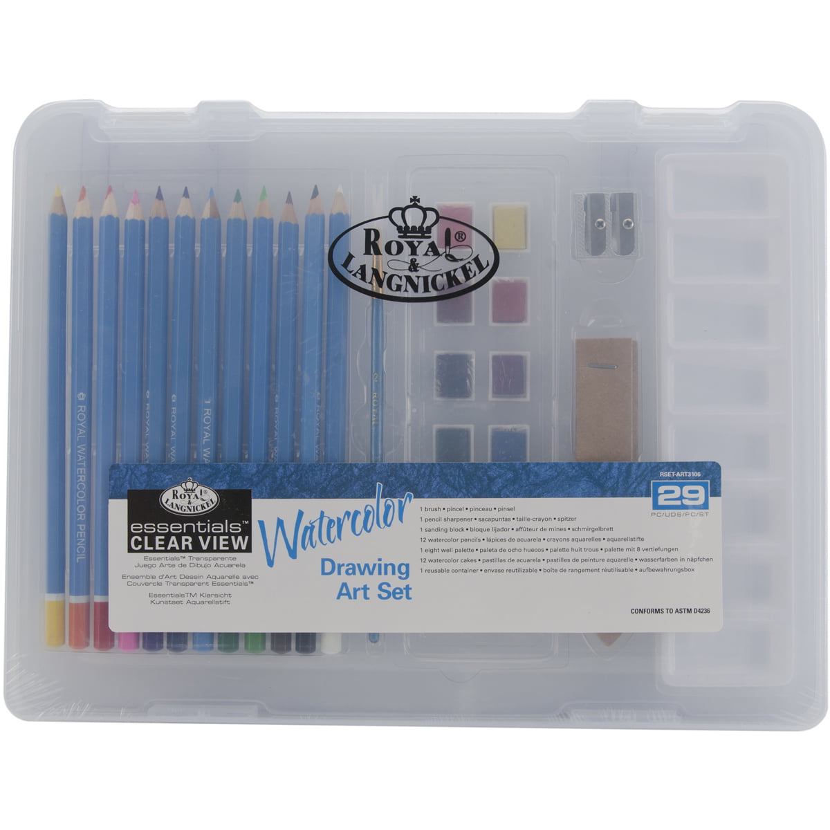 Royal & Langnickel Essentials Clear View Small Case Watercolour Art Set 
