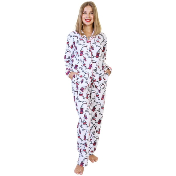 Angelina Cozy Fleece Notch Collar Pajama Set with Pockets (1-Pack)