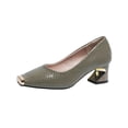 thumbnail image 2 of Byworldtasic Women's Block Heel Loafers Fashion Slip On Square Toe Non Slip Low Chunky Heel Dress Office Pumps, 2 of 9