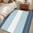 thumbnail image 4 of 3'x5' Area Rugs, Haze Blue Aqua Stripe Indoor Outdoor Area Rug for Living Room Bedroom, Modern Art Horizontal Striped Washable Bathroom Rugs Kitchen Floor Carpet Mats Home Decor Aesthetic, 4 of 8